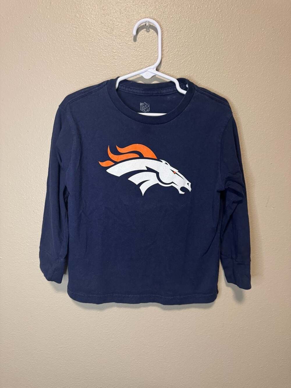 NFL Denver Broncos Toddler Navy Blue Long Sleeve Primary Logo T-Shirt Size 3T